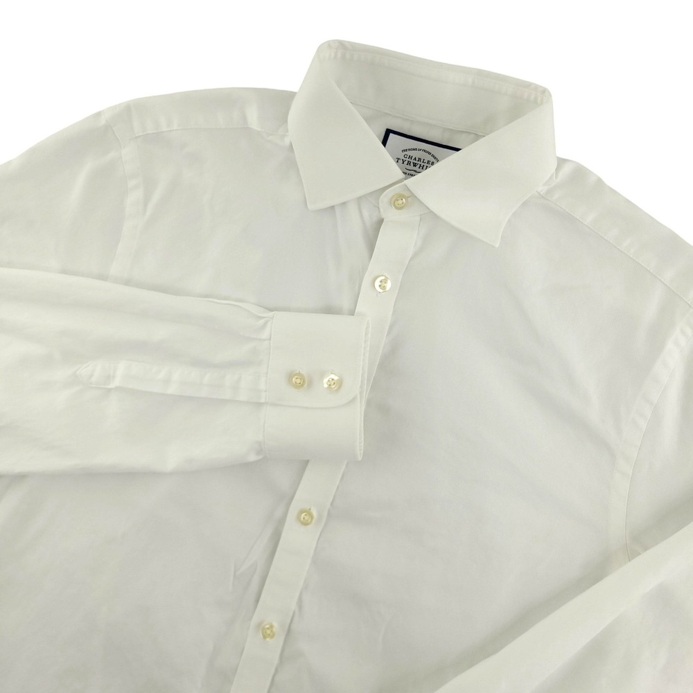 Charles Tyrwhitt Dress Shirt Mens 15.5 35 White Extra Slim Fit Egyptian Cotton